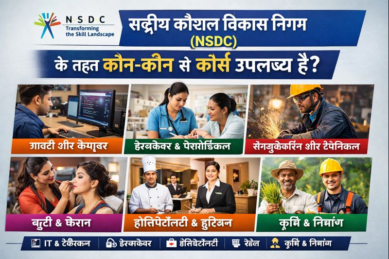राष्ट्रीय कौशल विकास निगम (NSDC) के तहत कौन-कौन से कोर्स उपलब्ध हैं?