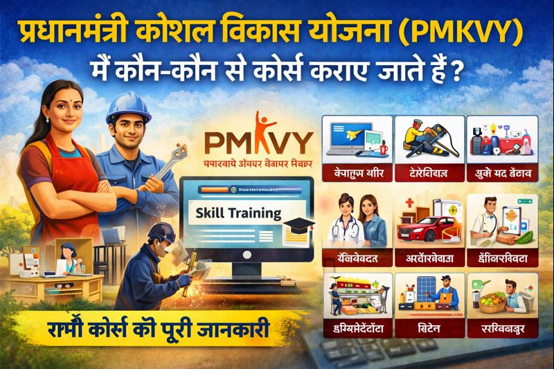 प्रधानमंत्री कौशल विकास योजना (PMKVY) में कौन-कौन से कोर्स कराए जाते हैं?