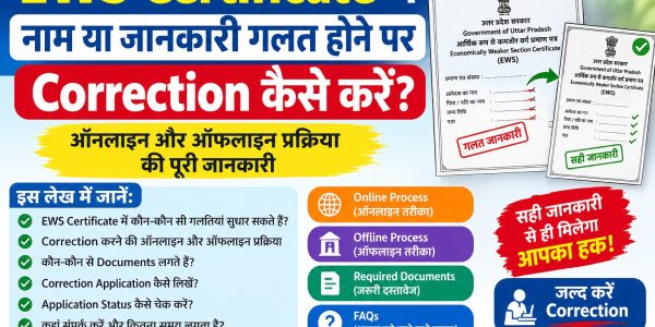 EWS Certificate में नाम या जानकारी गलत होने पर Correction कैसे करें?